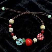 Girls Brown Cord Apples Bracelet 1/2Pcs Lovely and Traditional Accessory for School A1