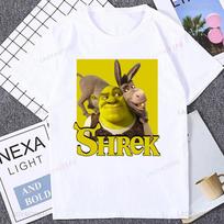 Shrek and Donkey Cartoon Graphic Print T-shirt S