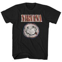 Nirvana Distressed Logo Licensed Tshirt Unisexs L