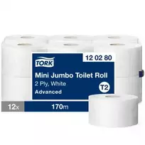 Tualetinis popierius rulonais Tork Advanced Mini Jumbo Soft T2, 2sl. 170m. (12rul.)