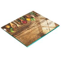 Decorative Glass Cutting and Serving Board Spices Wood 60X52 Cm