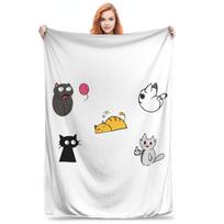 Cat stickers sheet Blanket Warm Fleece Sofa Throw Blanket for Home Bedroom Office Throws Bedspread Quilt 75x90cm
