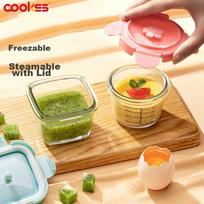 COOKSS Baby Food Container, Glass Steaming And Storage Box, Home Freezer Compartment, Fresh-Keeping Cake Mold, Baby Food Bowl Tool Set