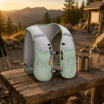 Running Hydration Vest Soft Water Bottles Drink Backpack Front Pockets Green