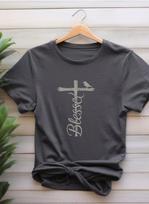 Blessed Cross Christian tshirt | Faith Graphic Crewneck | Religious Inspirational Tee | Unisex Bible Verse Gift 4XL