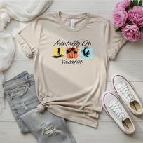 Mentally On Vacation T-Shirt | Surf Palm Tree Beach Design M