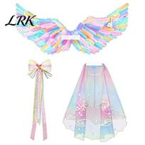 Fallen Angel Costume Accessories Feather Wing for Kids Girls, Colorful Elf Lightweight Wings Parties Birthday Party, Fairy Cosplay, Halloween, S
