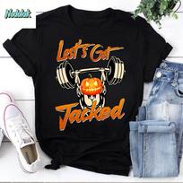 Lets Get Jacked Funny Halloween Gym Vintage T-Shirt, Pumpkin Gym Shirt, Funny Pumpkin Shirt, Bodybuilding Shirt, Gym Shirt L