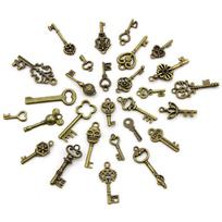 50Pcs Diy Mixed Vintage Key Charms Pendant Steampunk Bronze Jewelry Findings bronza