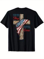 Stand for the Flag Kneel for the Cross Patriotic Christian T-Shirt - American Fl 2XL