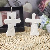 Cross Little Boy And Girl Prayer Candle Plug Silicone Mold DIY Gypsum Candlestick Base Decorative Ornament Resin Mold Handicraft onesize
