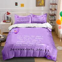 Purple Floral Bedding Set with Jeremiah 29:11 Bedding set (1 duvet cover, 2 pillowcases, duvet not included) 135x200cm