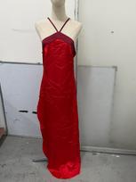 Women Halter Neck Cross Strap Maxi Dress Solid Color Elegant Party Dress S