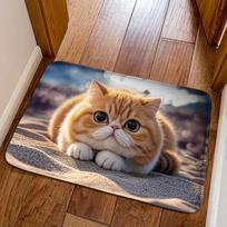 Cat Pattern Bathroom Carpet Water-absorbing Bedroom Door Rug Optical Illusion Doormat  Home Decor Style-H