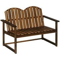 Outdoor Wooden Garden Bench, Patio Loveseat Chair with Slatted Backrest and Smooth Armrests for Two People, for Yard, Lawn, Porch, Carbonised Finish 114 x 63 x 86 cm