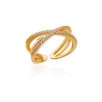 Zircon Cross Rings For Women Gold Plated Openning Stainless Steel Cross Ring Wedding Party Aesthetic Jewelry Gift resizable