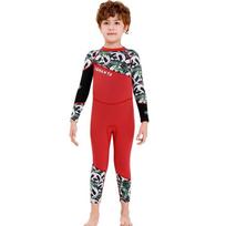 2.5mm Neoprene Kids Full Wetsuit Diving Snorkeling Surfing Warm Water Sports Boys Long Sleeve UV Protection Small raudona