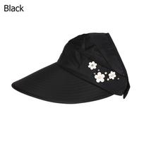 Women Ladies Summer Wide Brim Anti-UV Beach Cap Sun Hat Casual Hats Visor Caps juoda