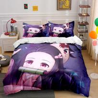 Anime Character Bedding Set - Purple Theme Bedding set (1 duvet cover, 2 pillowcases, duvet not included) 135x200cm