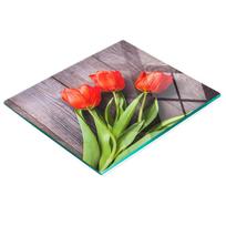 Stylish and Durable Glass Board with Red Tulips Print 60X52 Cm
