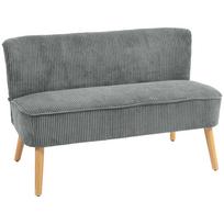 2-Seater Upholstered Sofa, Wood, Velvet-Like Polyester, Foam, 117 x 56.5 x 77 cm, Grey 117 x 56.5 x 77 cm pilka
