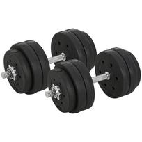 Dumbbell Set 30KG Weight Set with Weight Plates for Home Office Gym Steel Faux Leather Black Strength Training 43 x 18 x 7.5 cm juoda