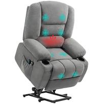 Electric Recliner with Standing Assistance, Massage Chair with Heat Functions, 2 Remote Controls, Soft Foam 97 x 90 x 102 cm tamsiai pilka spalva