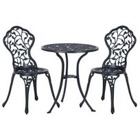 Bistro rinkinys 2 žmonėms, Balkono baldų komplektas, Bistro stalas su 2 kėdėmis, Juodas 60 x 60 x 65 cm juoda