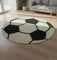 Kilimas vidaus Domoletti BOND KIDS Football, balta sp./juoda sp., 120 cm x 120 cm