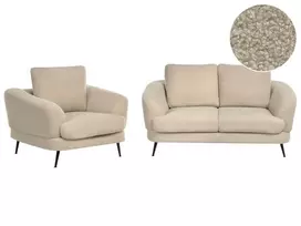 Trijų vietų poilsio baldų komplektas KJAER Boucle šviesiai smėlio spalvos