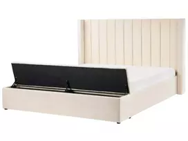 Lova su suoliuku NOYERS veliūrinė, kreminė balta 180 x 200 cm