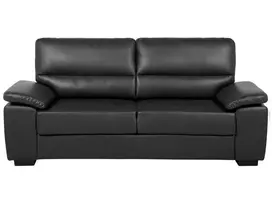 Trivietė sofa VOGAR iš dirbtinės odos, juoda