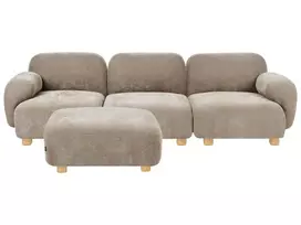 Modulinė sofa AMLI, smėlio spalvos, 3 vietų su pufu