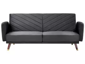 Trivietė išskleidžiama sofa SENJA, veliūras, juoda