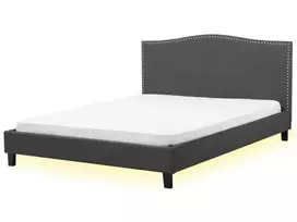 Lova MONTPELLIER 180 x 200 cm su LED apšvietimu, pilka