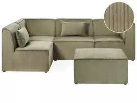 Modulinė sofa-lova 4 asmenims LEMVIG Dešininė Žalia velvetinė su pufu
