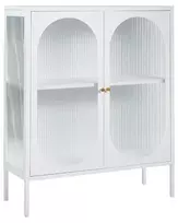 Spintelė su stiklinėmis durelėmis SARRE metalinė 90 cm balta