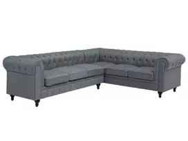 6 vietų kampinė sofa CHESTERFIELD, pilka, kairinė