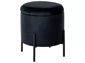 Pufas su daiktadėže WENONA, veliūrinis, juodas