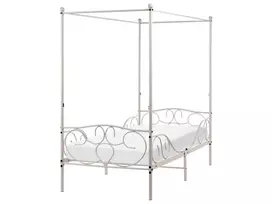 Metalinė lova su baldakimu SORMERY 90 x 200 cm šviesiai smėlio spalvos