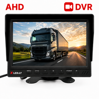 Parkavimo monitorius AHD 1080P DVR micro SD 7 colių 2 kanalai 4PIN 12V/24V
