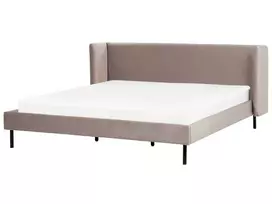 Dvigulė aksominė lova ARETTE 180 x 200 cm smėlio spalvos