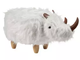 Pufas gyvūnas WOOLLY dirbtinis kailis baltas raganosis