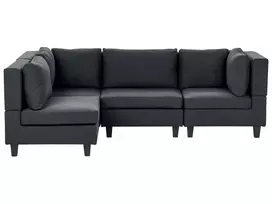 Modulinė 4 vietų kampinė sofa UNSTAD Dešininė Juoda