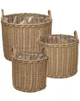 3 krepšių gėlėms komplektas PENDULA 33/37/45 cm natūralus technorotangas