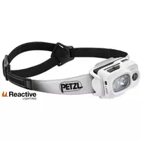 Petzl SWIFT RL juodas, baltas LED priekinis žibintuvėlis su galvos juosta