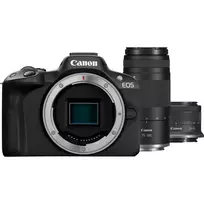 Canon EOS R50 veidrodinis fotoaparatas su objektyvais RF-S 18-45mm ir RF 75-300mm (24,2 MP, juodas)