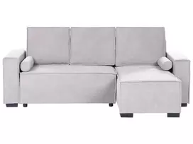 Išskleidžiama 3 vietų kampinė sofa EDANE, pilka, su patalynės dėže, kairinė