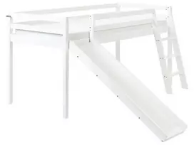 Dviaukštė lova su čiuožykla iš pušies medienos STAPLE, 90 x 200 cm, balta