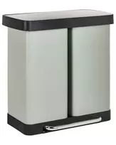 Dvikamerė šiukšliadėžė su pedalu 60 L ECOSORT metalinė šviesiai žalia
